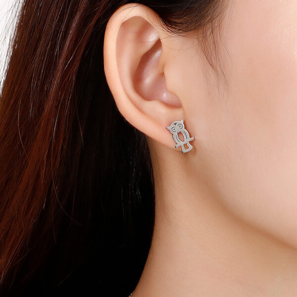 Empty Owl Necklace Stainless Steel Earring Item Set - Image 4