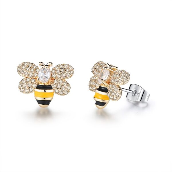 3 Styles Korean Inlaid Crystal Rhinestone Bee Earings For Women Sweet Beauty Simple Atmosphere Stud Earrings D333 - Image 5