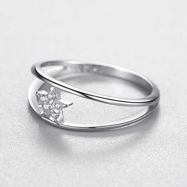 Sterling Silver Ring Female Korean Niche Design Double Index Finger Ring - Image 2