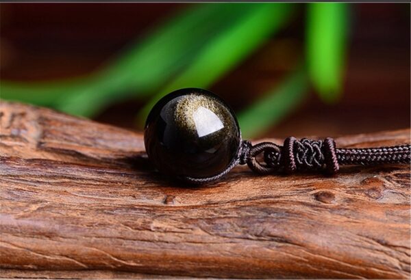 Black Gold Natural Obsidian Stone Pendant Lucky Transfer Beads Pendant Necklace Male Female Lovers Fashion Jewelry - Image 5