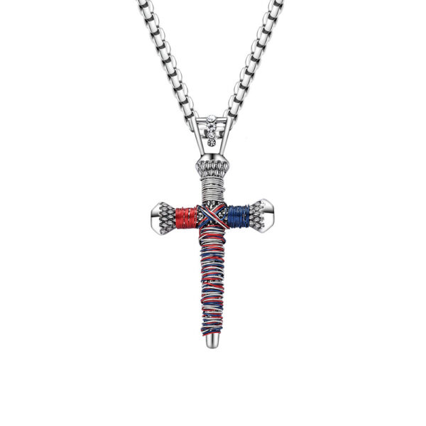 Personalized Nail Cross Pendant  Men's Necklace - Image 2