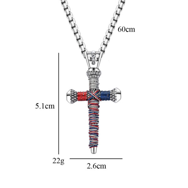 Personalized Nail Cross Pendant  Men's Necklace - Image 3