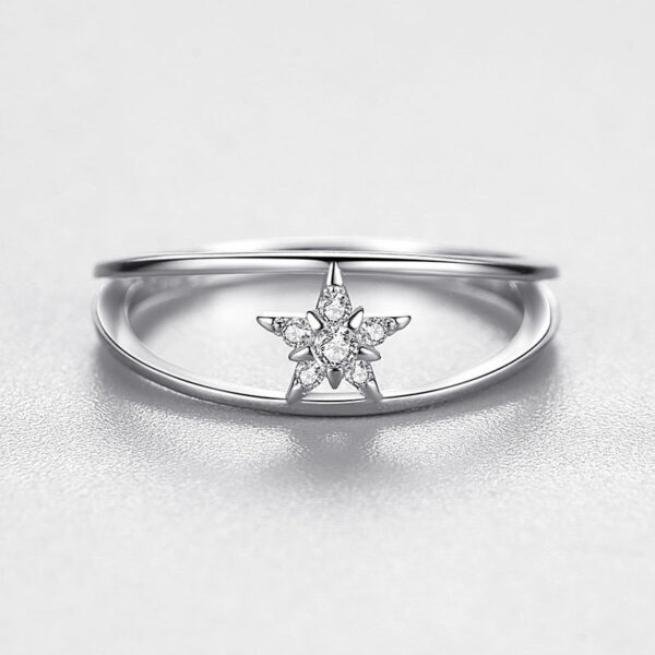 Sterling Silver Ring Female Korean Niche Design Double Index Finger Ring - Image 4